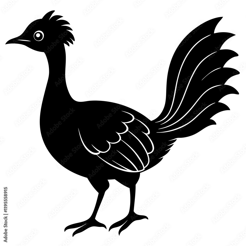 Fototapeta premium Lyrebird silhouette vector illustration