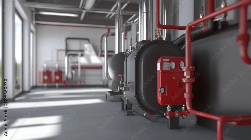 Obraz premium Gas heating and water supply: boiler room in action