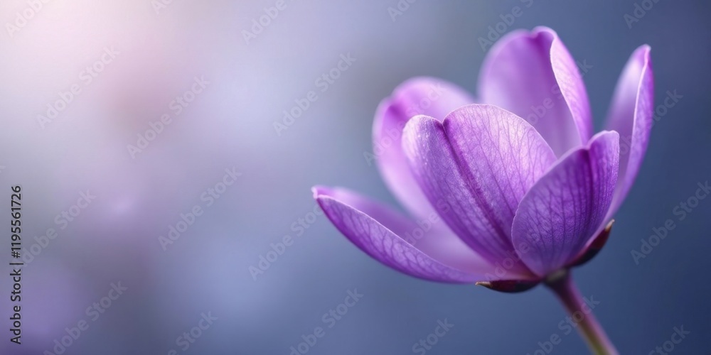 A Delicate Purple Blossom in Soft Light, a Close-Up Study of Nature's Gentle Beauty A Delicate Purple Blossom in Soft Light, a Close-Up Study of Nature's Gentle Beauty