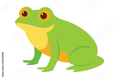 Green Frog Cartoon on Lily Pad
