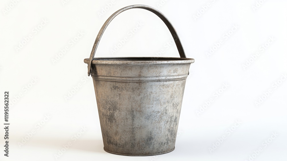 A realistic 3D illustration of a bucket with a handle on a clean background. A realistic 3D illustration of a bucket with a handle on a clean background.