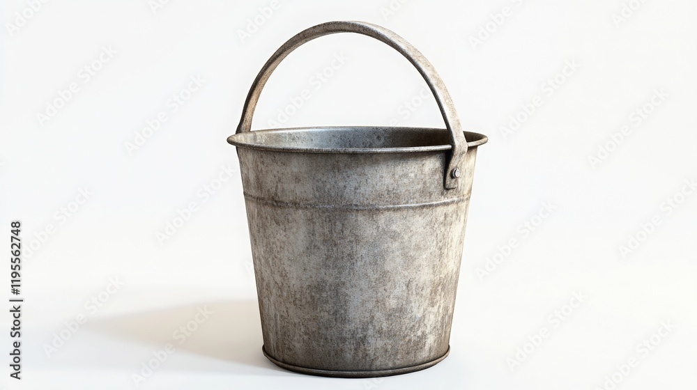 Bucket with handle in 3D graphics format, isolated on white background. Bucket with handle in 3D graphics format, isolated on white background.