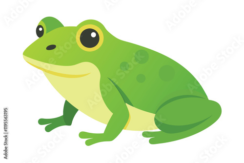 Green Frog Cartoon on Lily Pad
