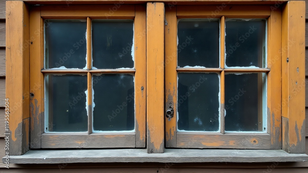 Wooden windows with cracked, rotted wood, scratched glass, warped frames, and deteriorating joints due to weathering.
Wooden windows with cracked, rotted wood, scratched glass, warped frames, and deteriorating joints due to weathering.
