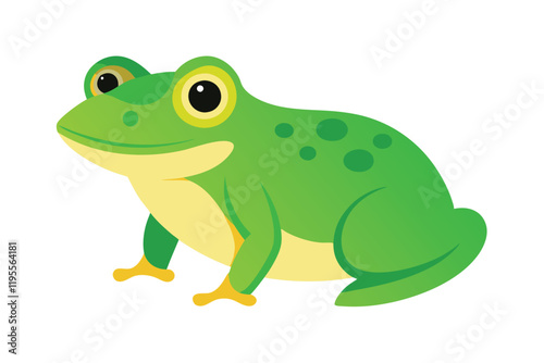 Green Frog Cartoon on Lily Pad
