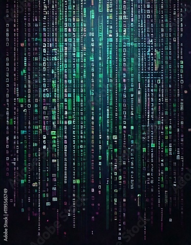 Computer code and data themed background image.
