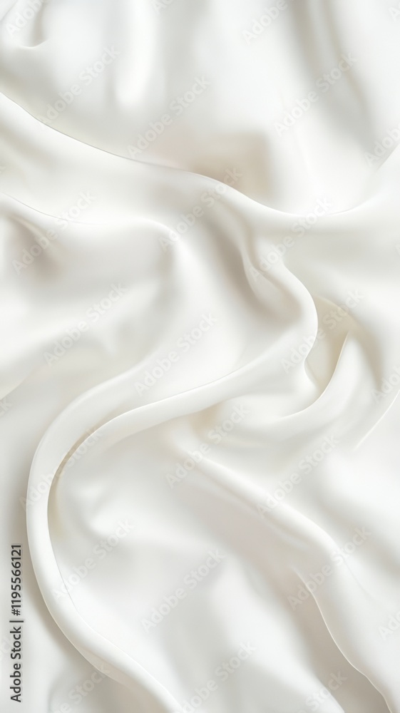 Naklejka premium Soft white silk fabric with gentle folds creating a smooth and elegant texture