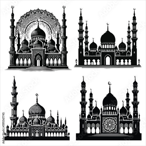  mosque vector design set with white background