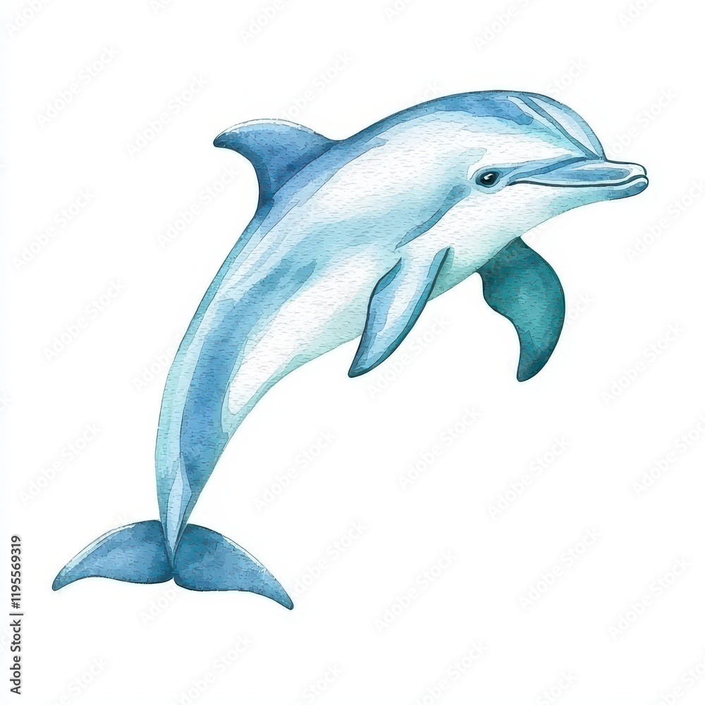 Obraz premium Whimsical watercolor dolphin art ocean depths illustration vibrant colors creative perspective