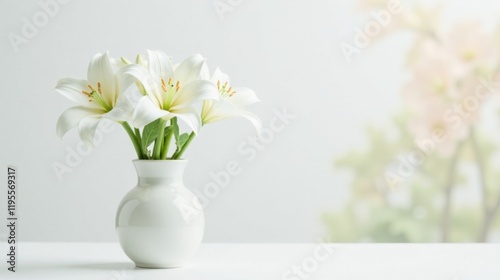 Wallpaper Mural Serene White Lilies in a Simple Elegant Vase, a Peaceful and Tranquil Floral Arrangement on a Tabletop Torontodigital.ca