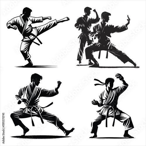 karate silhouette vector illustration