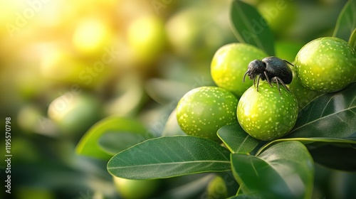 Wallpaper Mural Insect on green fruit with sunlight. Torontodigital.ca