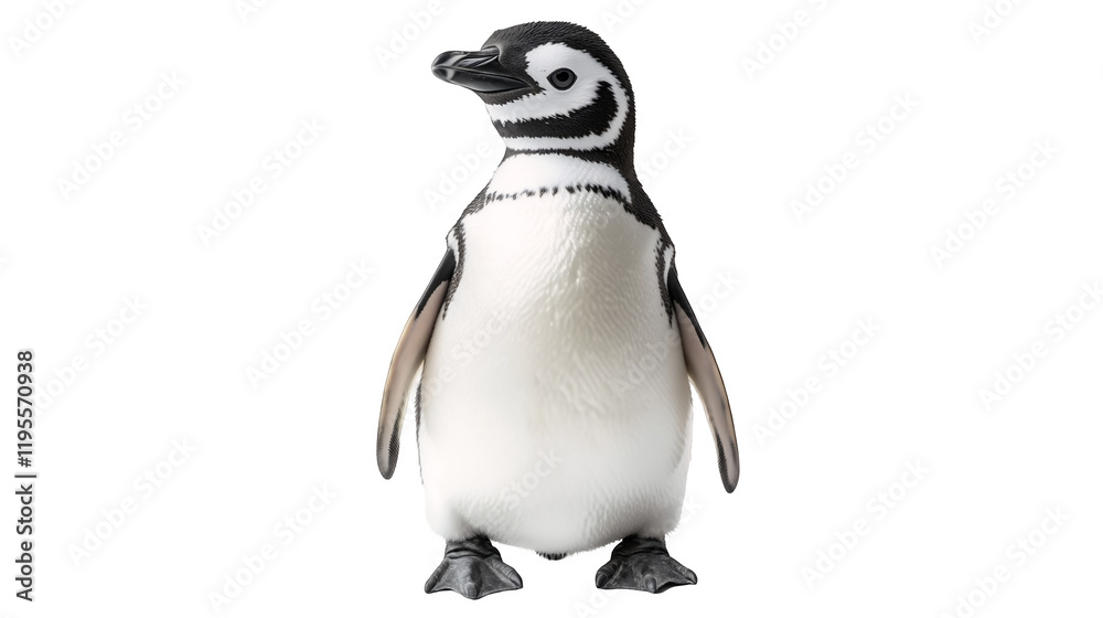 Fototapeta premium An adorable penguin with a sleek black and white body isolated on a transparent background, PNG
