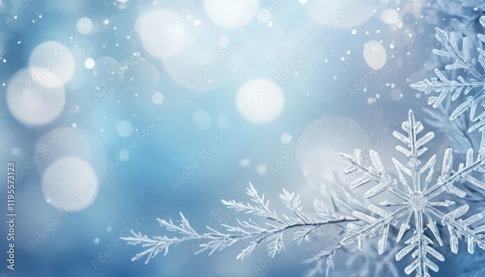 Winter Snowflakes in Soft Bokeh Effect, generative ai Winter Snowflakes in Soft Bokeh Effect, generative ai