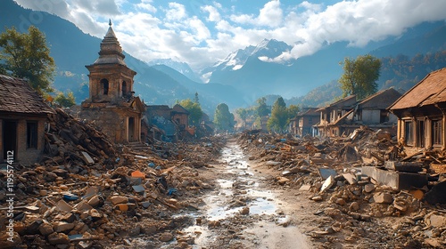 The Heartbreak of a Village: An Earthquake's Havoc Manifested in a House Crumbling Underneath Debris