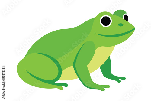 Green Frog Cartoon on Lily Pad
