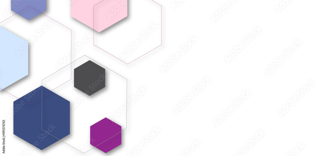 Abstract colourful hexagon technology geometric pattern concept white background. Use for template, wallpaper, website vector illustration. Abstract colourful hexagon technology geometric pattern concept white background. Use for template, wallpaper, website vector illustration.