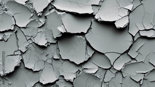 Abstract Cracked Grey Texture Background, Dry Mud, Parched Earth,  Desolate Landscape
