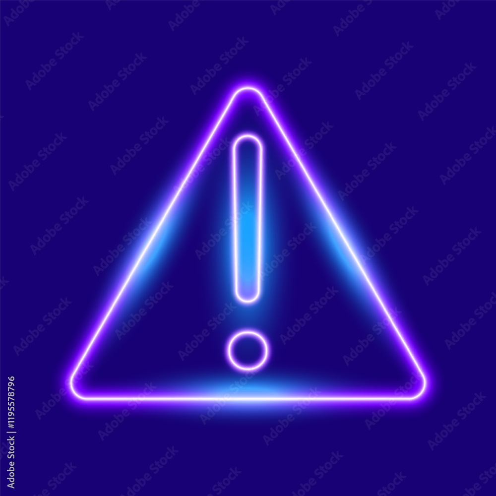 Danger warning triangle, neon sign, isolated, vector illustration. Danger warning triangle, neon sign, isolated, vector illustration.