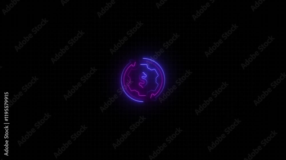 Money flow icon Animation with glowing neon . 4k video Money flow icon Animation with glowing neon . 4k video