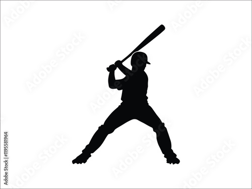Baseball Batter Silhouette | Dynamic Sports Pose Artwork