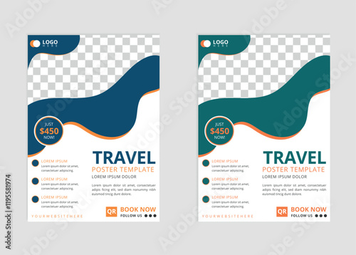 tour and travel flyer template design with abstract and minimalist concept