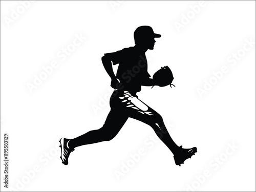 Baseball Runner Silhouette | Athlete in Action Artwork