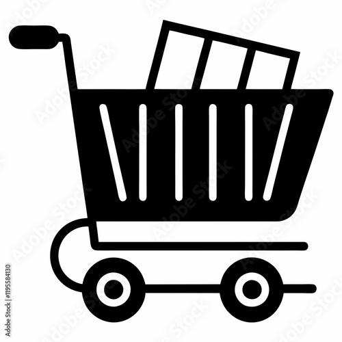 E-Commerce Cart Black Silhouette Vector