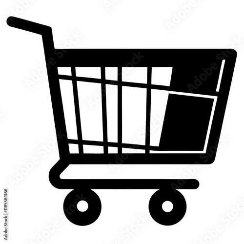 E-Commerce Cart Black Silhouette Vector photo