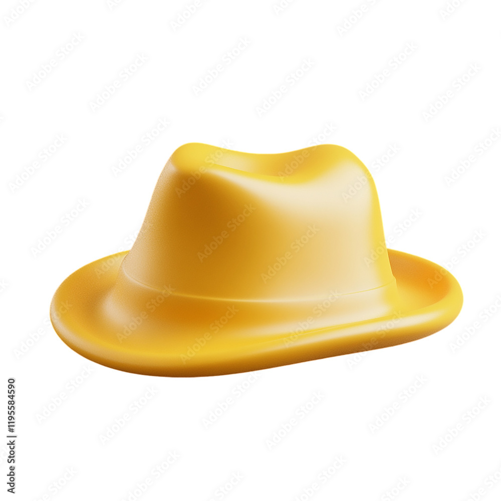 A Vivid Yellow Fedora Hat: 3D Rendered Fashion Accessory