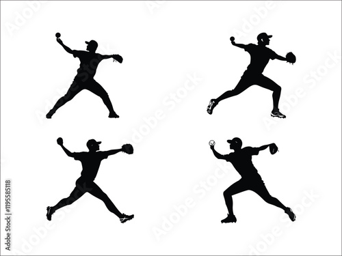 Baseball Player Throwing Silhouette Vector for Sports Art