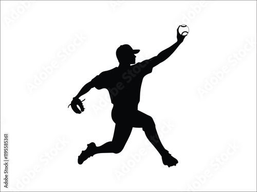 Baseball Player Throwing Silhouette Vector for Sports Art