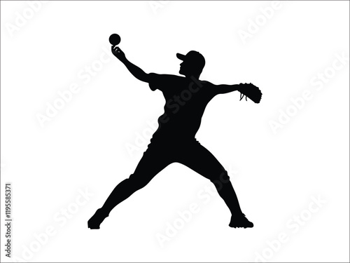 Baseball Player Throwing Silhouette Vector for Sports Art