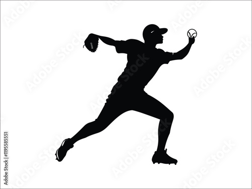 Baseball Player Throwing Silhouette Vector for Sports Art