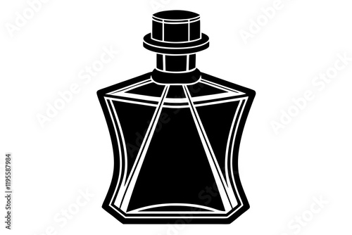 Perfume Bottle Silhouette Icon on White Background