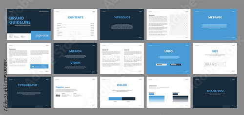 Brand guidelines template, elegant, editable, professional design layout