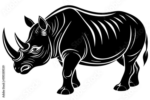 Realistic Rhino Illustration on White Background