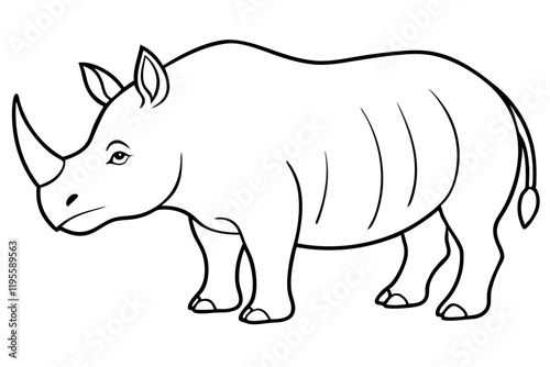 Rhino Illustration on White Background