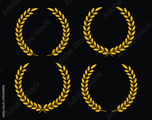 Golden laurel wreaths icon frames of the winner Award sign