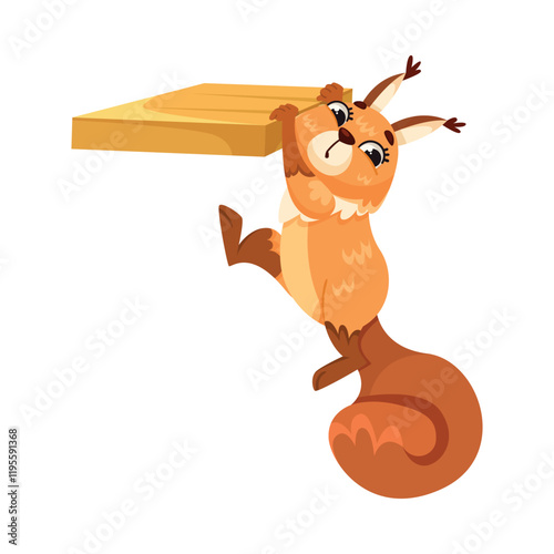 Funny Squirrel Animal Character with Bushy Tail Hanging Vector Illustration