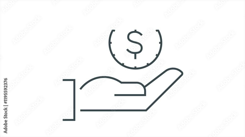 Animated Stroke Business Icon and Isolated on White Background Animated Stroke Business Icon and Isolated on White Background