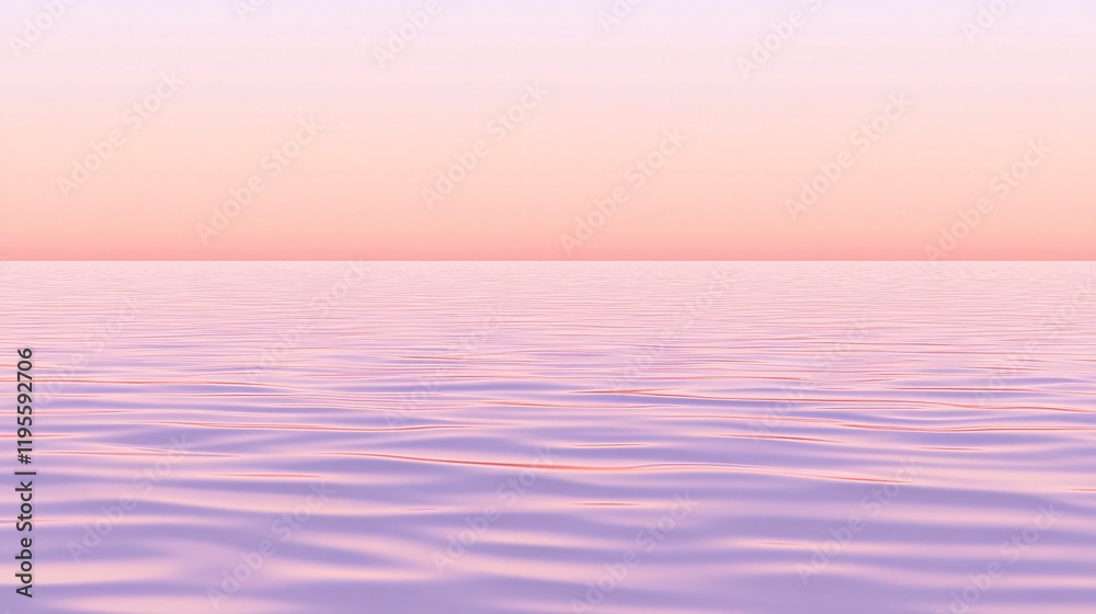 Obraz premium Pastel Pink Ocean Sunset, Serene Water Surface at Dawn