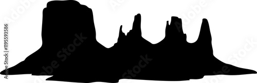 Silhouette of Iconic Rock Formations: A striking black vector image ideal for outdoor adventure themes and travel promotions.