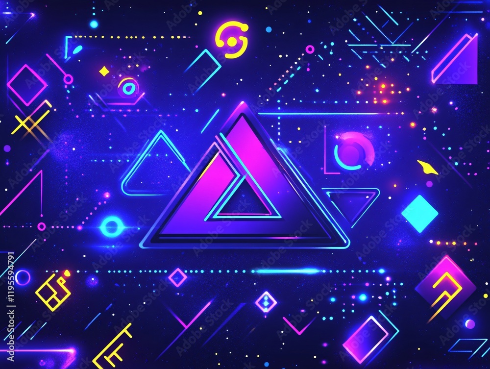 Vibrant Neon Geometric Abstract Art Background Vibrant Neon Geometric Abstract Art Background