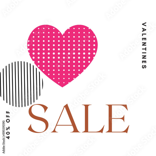 Sale  Design template with hearts for Valentine Day. Valentine Day Sale. 14 Feb.