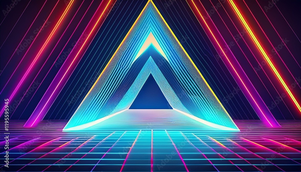 Fototapeta premium futuristic abstract background with neon triangles