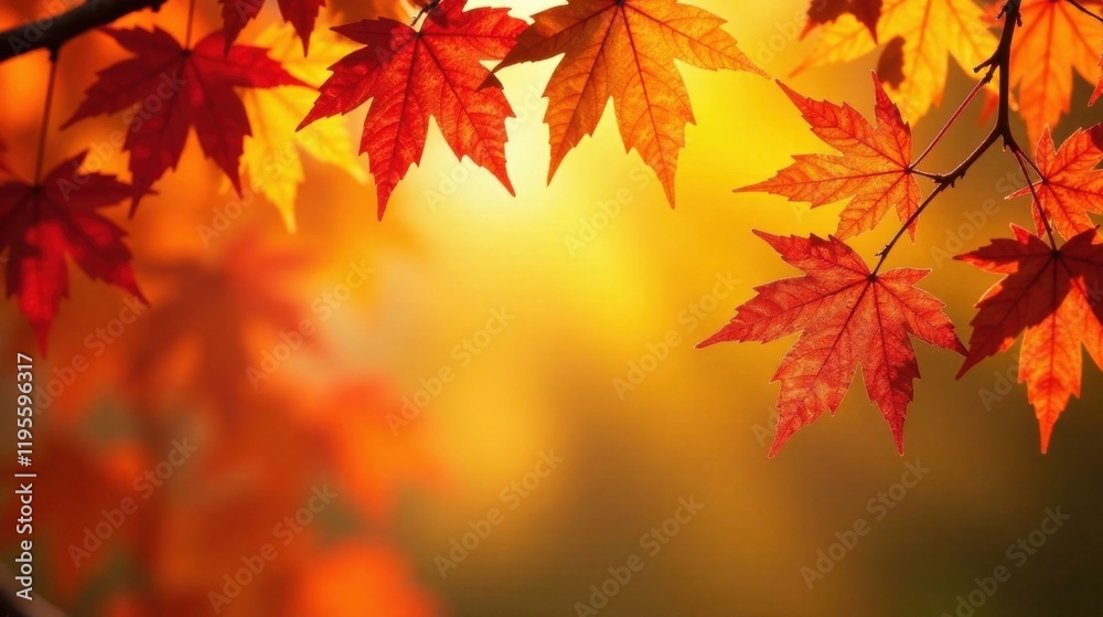 Autumnal foliage, vibrant leaves backlit by warm sunlight, nature's seasonal transition, showcasing the beauty of fall colors. Autumnal foliage, vibrant leaves backlit by warm sunlight, nature's seasonal transition, showcasing the beauty of fall colors.