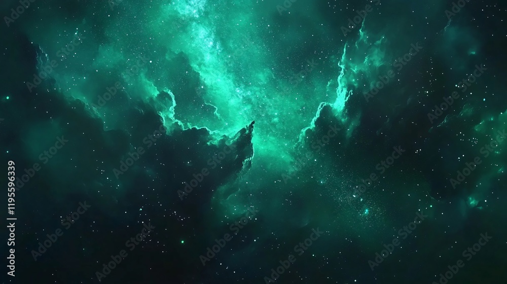 Obraz premium Stunning Teal Nebula Space Background Galaxy