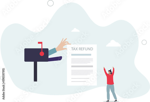 Tax refund or rebate credit concept.flat characters.