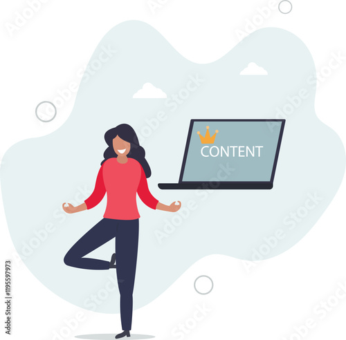 Content strategy for advertising and marketing, brand communication or social media idea, customer engagement concept.flat characters.